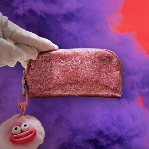 Coach Handbags - Coach Glittery Pink Coin Pouch make up pouch